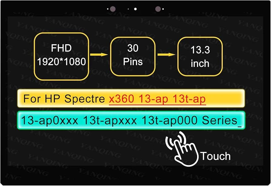 13.3" FHD IPS Screen for HP Spectre x360 13 — Touch 40-Pin — genuine screens / lcds in Lahore, Pakistan