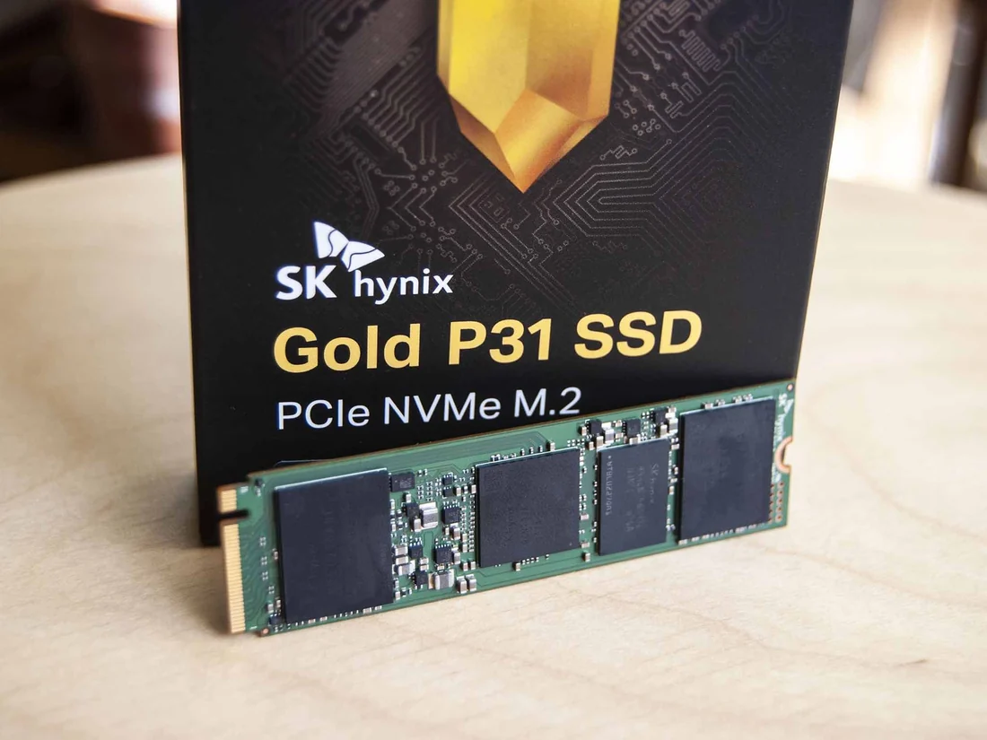 SK Hynix Gold P31 1TB Gen3 NVMe SSD — 3500 MB/s Laptop Upgrade — SK Hynix laptop keyboard and ports view, Lahore Pakistan