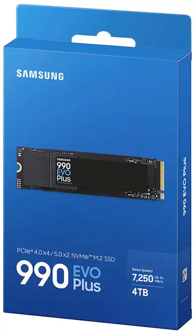 Samsung 990 EVO Plus 2TB Gen4 NVMe SSD — 7250 MB/s Laptop Upgrade — Samsung laptop side and angled view, buy in Lahore Pakistan