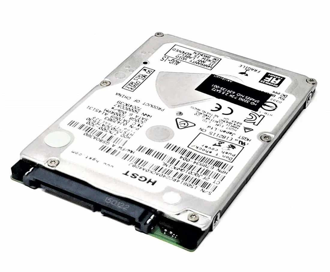 HGST Travelstar 500GB 2.5" Laptop HDD — 7200 RPM SATA Drive — HGST laptop side and angled view, buy in Lahore Pakistan