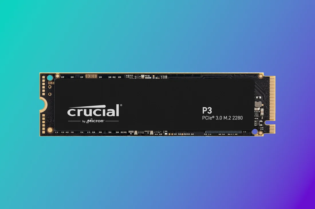 Crucial P3 500GB Gen3 NVMe SSD — 3500 MB/s Laptop Upgrade — Crucial laptop side and angled view, buy in Lahore Pakistan