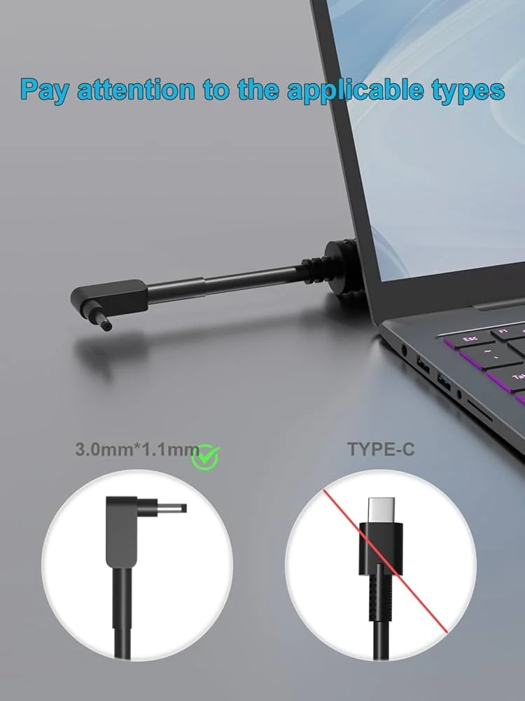 Acer 3.0mm DC Jack with Cable for Aspire 5 / Swift 3 / Spin 5 — Acer laptop side and angled view, buy in Lahore Pakistan