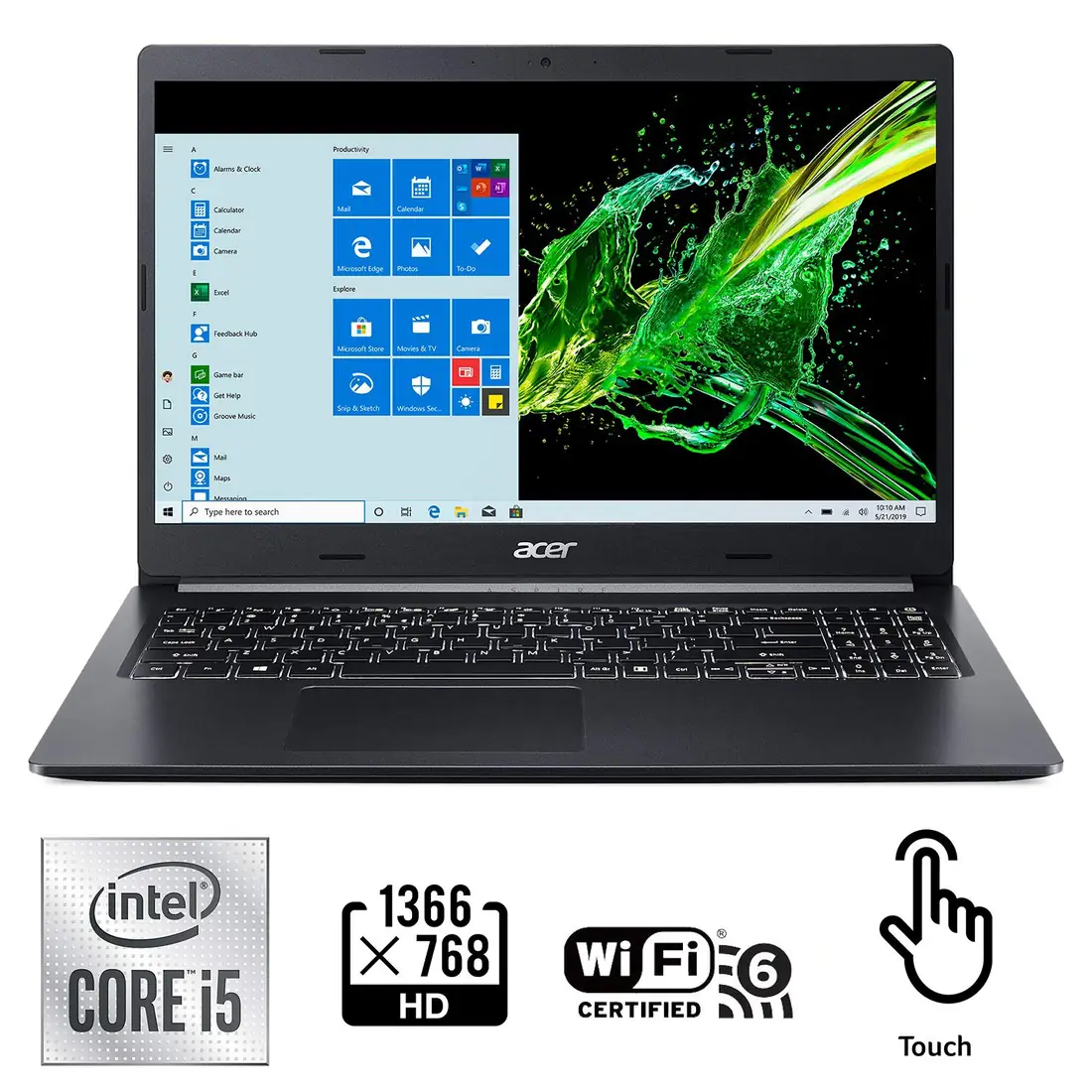 Acer Aspire 5 (10th Gen) — Acer laptop keyboard and ports view, Lahore Pakistan
