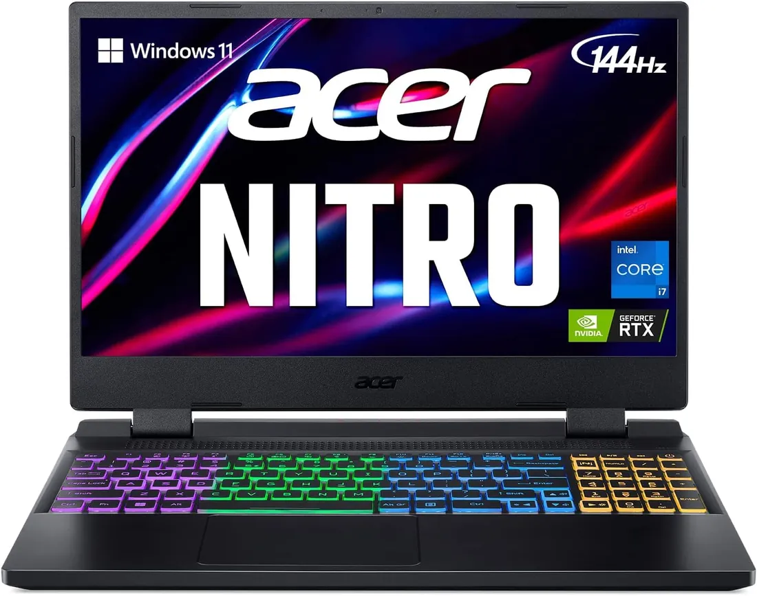 Acer Nitro 5 AN515-58 i5-12500H 16GB 512GB RTX 3050 Used Lahore — Acer laptop keyboard and ports view, Lahore Pakistan