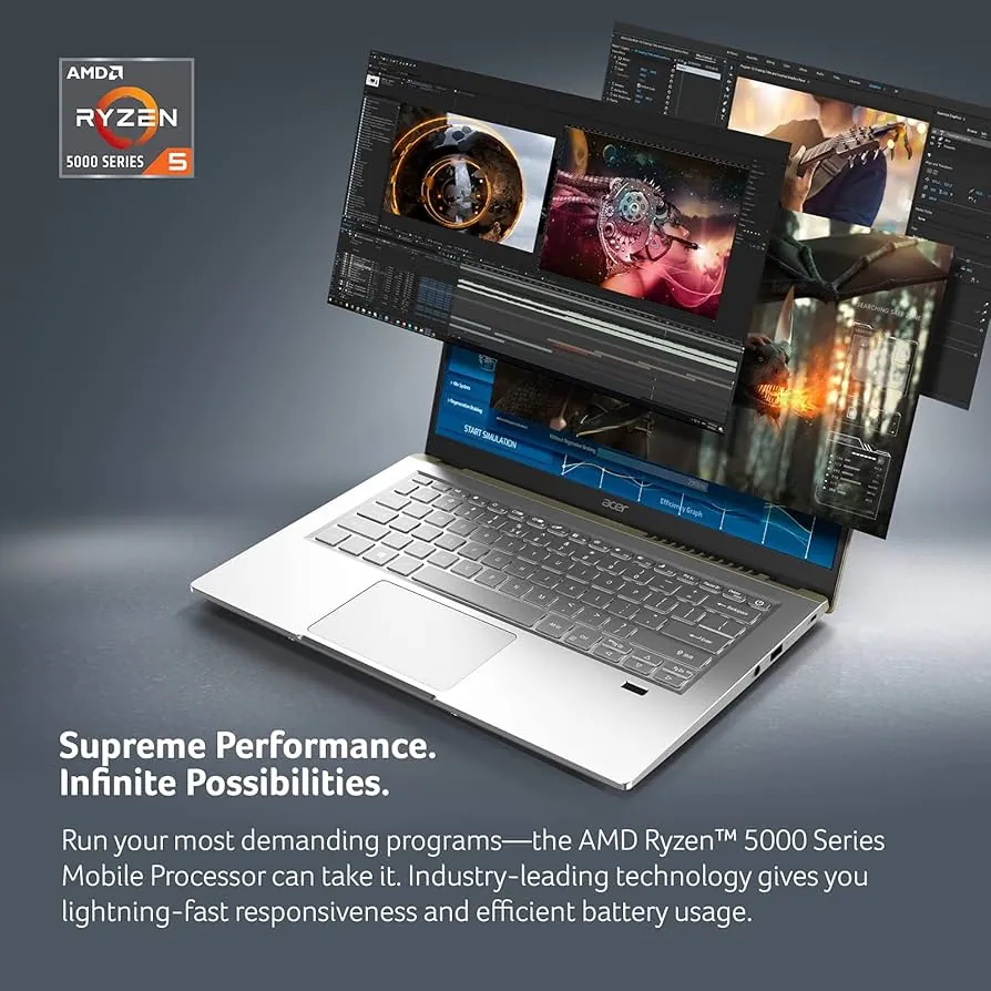 Acer Swift X SFX14-41G Ryzen 7 5800U 16GB 512GB RTX 3050 Ti Lahore — Acer laptop keyboard and ports view, Lahore Pakistan