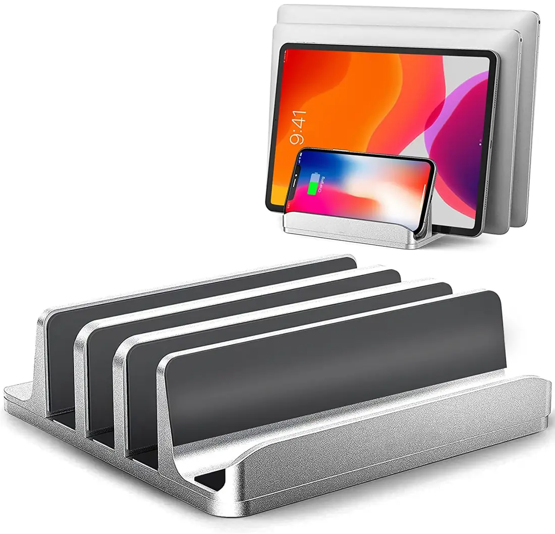 Aluminium Vertical Laptop Stand Dock Silver Slim — Generic laptop keyboard and ports view, Lahore Pakistan
