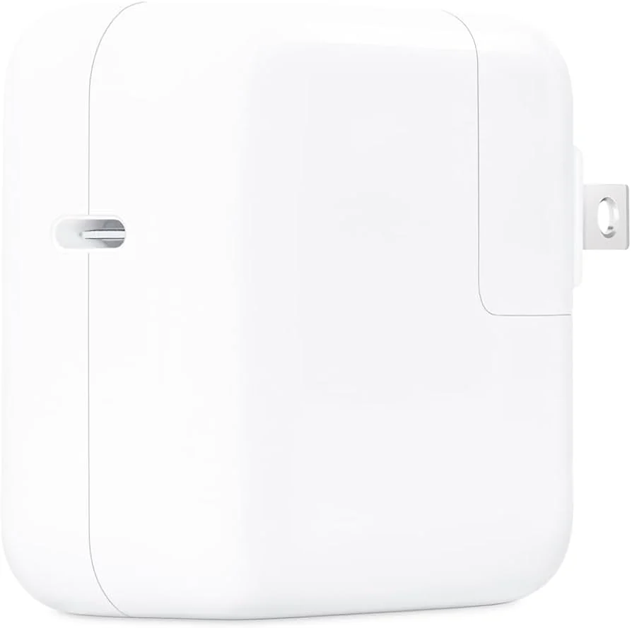 Apple 30W USB-C Power Adapter for MacBook Air M1 / iPad Pro — Apple laptop side and angled view, buy in Lahore Pakistan