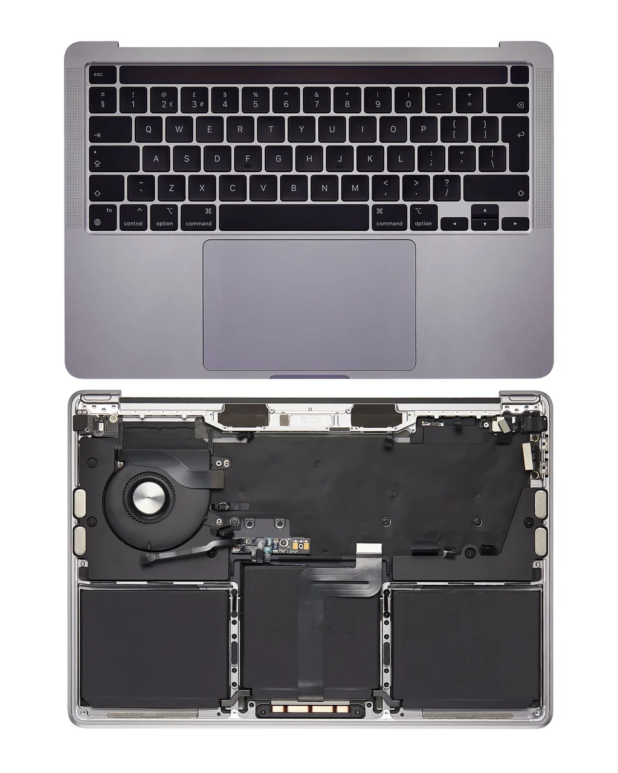 Apple MacBook Pro 13 A1278 Top Case (Keyboard Battery Trackpad) — Apple laptop side and angled view, buy in Lahore Pakistan