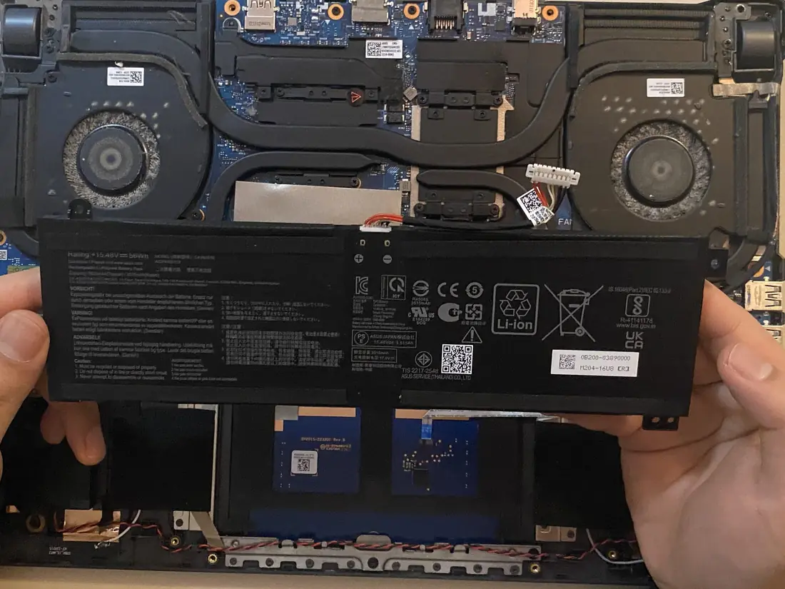 Asus ROG Strix G15 Battery — Asus laptop keyboard and ports view, Lahore Pakistan
