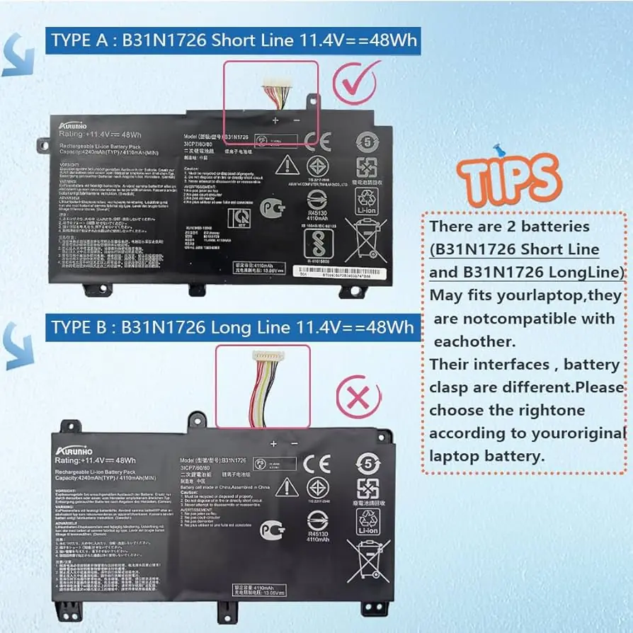 Asus TUF Gaming F15 / F17 48Wh 3-Cell Battery (B31N1822 Original) — Asus laptop keyboard and ports view, Lahore Pakistan