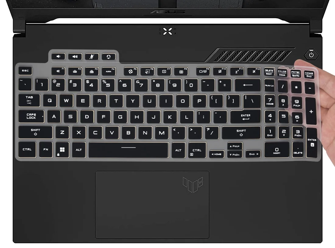 Asus TUF Gaming F15 Keyboard (Backlit) — Asus laptop side and angled view, buy in Lahore Pakistan