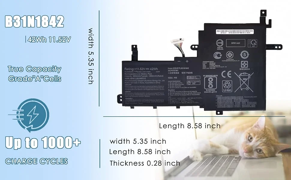 Asus VivoBook 14 / VivoBook 15 X512 42Wh 3-Cell Battery (C31N1818) — Asus laptop side and angled view, buy in Lahore Pakistan
