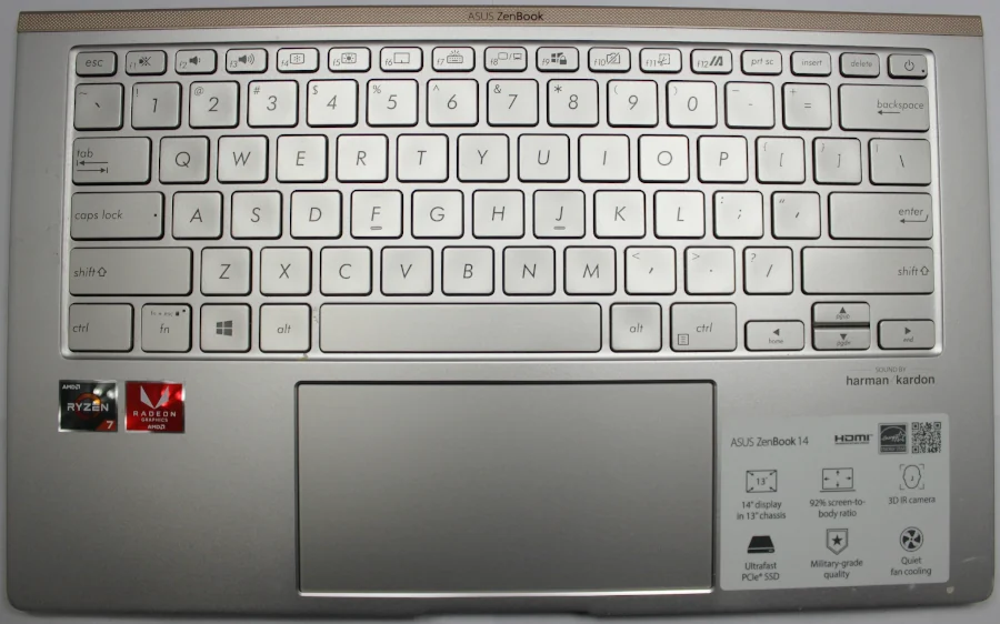 Asus ZenBook 14 Keyboard (Backlit) — Asus laptop side and angled view, buy in Lahore Pakistan