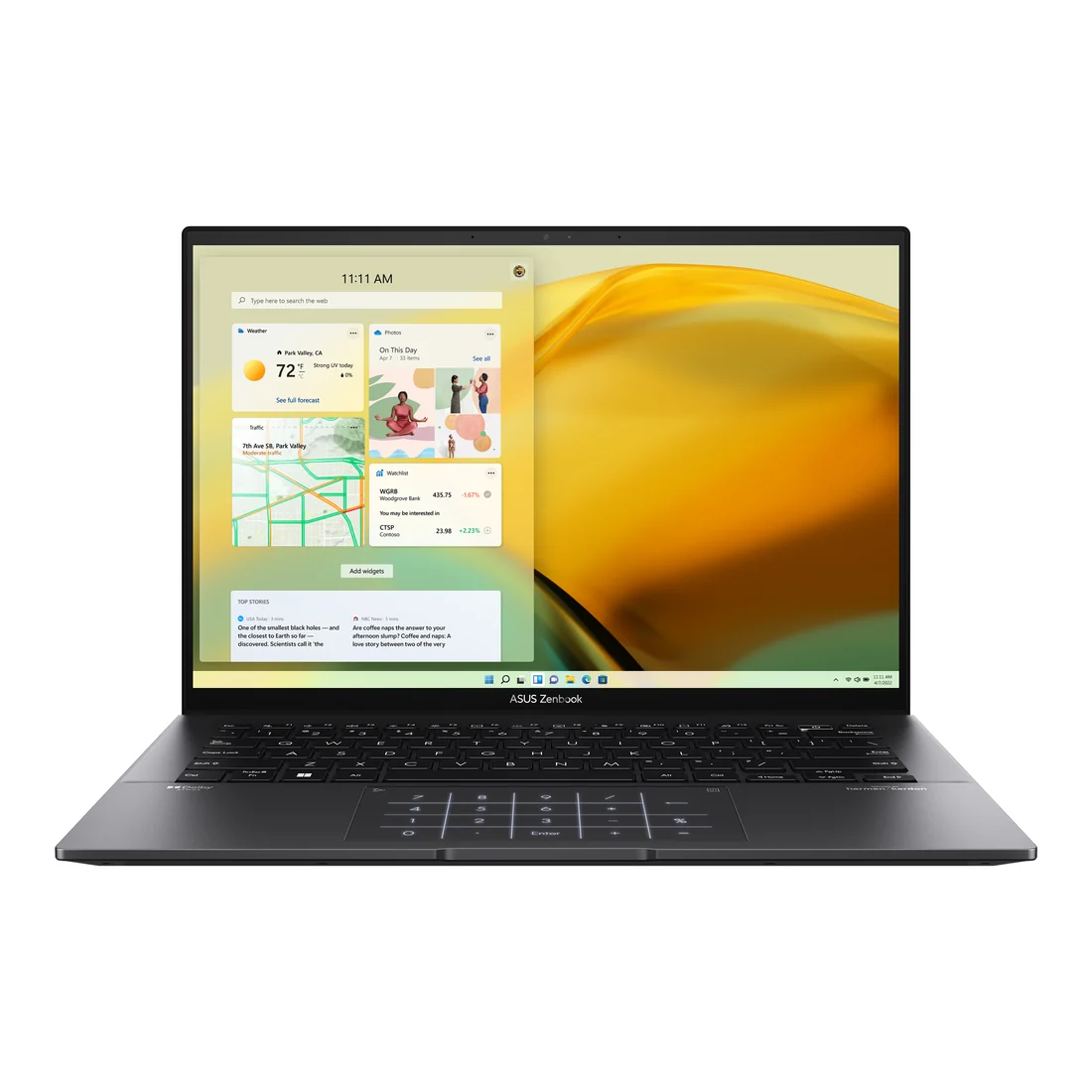 Asus ZenBook 14 OLED UM3402YA Ryzen 7 7730U 16GB 1TB Used Lahore — Asus laptop keyboard and ports view, Lahore Pakistan