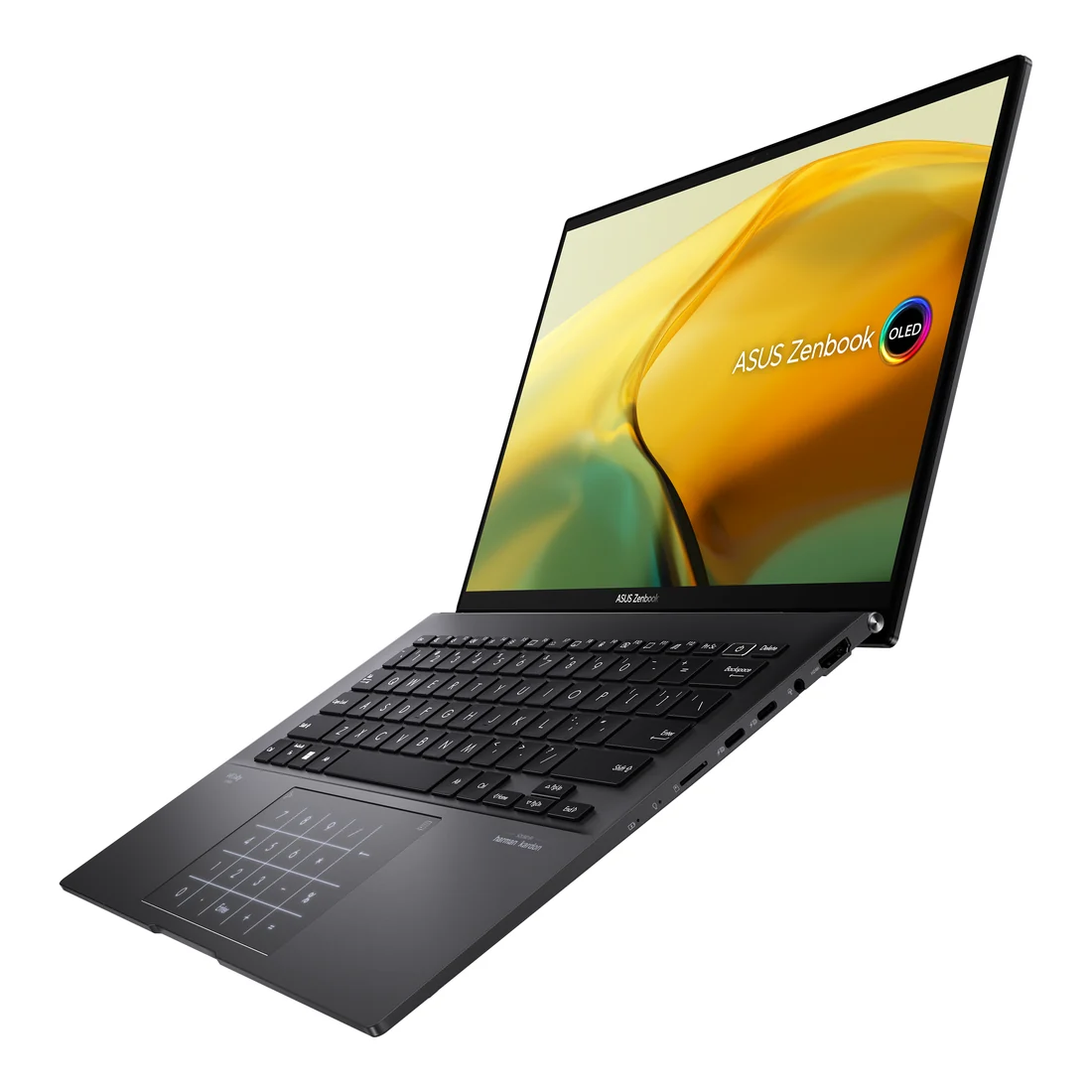 Asus ZenBook 14 OLED UM3402YA Ryzen 7 7730U 16GB 1TB Used Lahore — Asus laptop side and angled view, buy in Lahore Pakistan