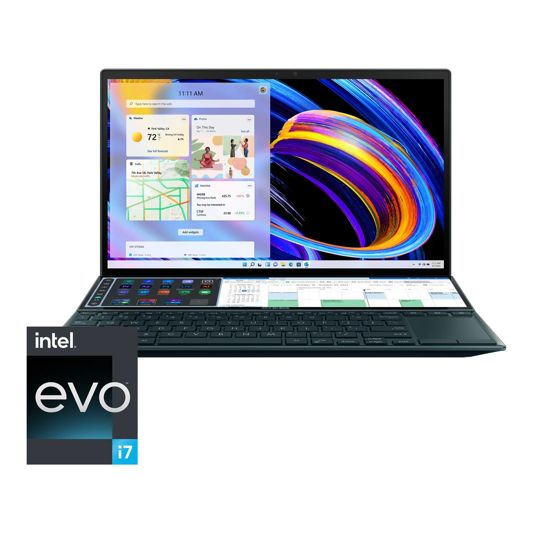 Asus ZenBook Duo 14 UX482EA i7-1165G7 16GB 512GB Dual Screen Lahore — Asus laptop side and angled view, buy in Lahore Pakistan