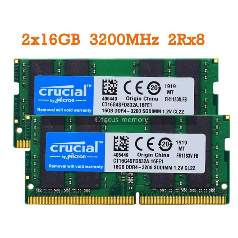 DDR4 32GB Laptop RAM 3200MHz (Crucial Gaming) — used Crucial laptop for sale in Pakistan, NN Laptops Lahore