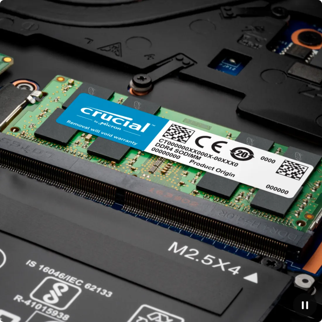 DDR4 4GB Laptop RAM 2666MHz (Crucial New) — Crucial laptop side and angled view, buy in Lahore Pakistan