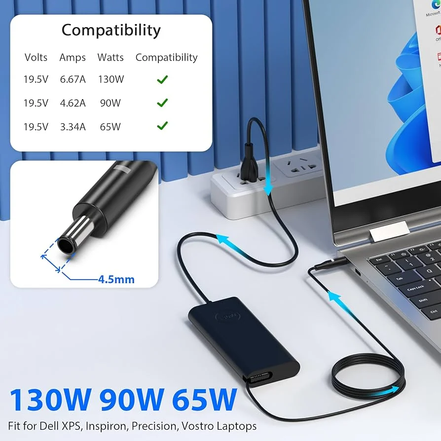 Dell 130W Original Charger (4.5×3.0mm) — chargers / adapters price in Pakistan, NN Laptops Lahore