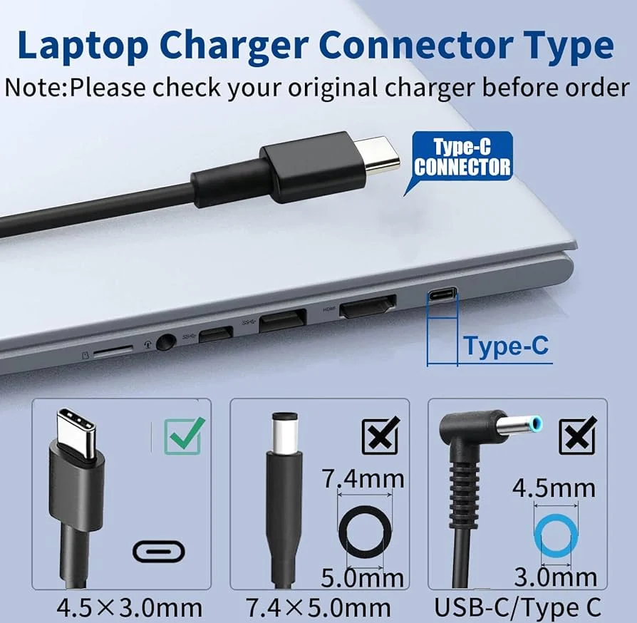 Dell Original 45W Slim Tip Charger for Latitude 7290 / 5290 (4.5mm) — Dell laptop keyboard and ports view, Lahore Pakistan