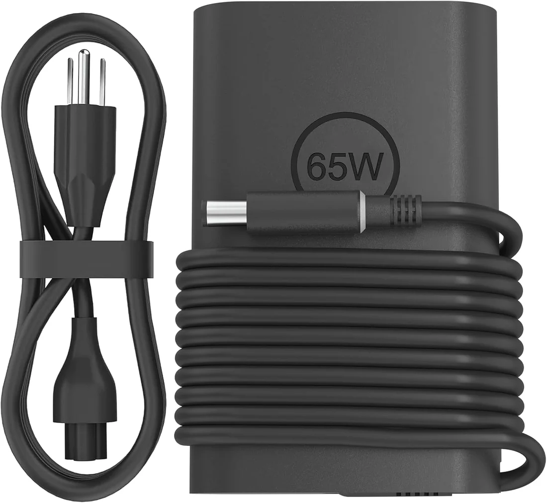 Dell Original 65W Slim Tip Charger for Latitude 5490 / 5480 (4.5mm) — Dell laptop side and angled view, buy in Lahore Pakistan