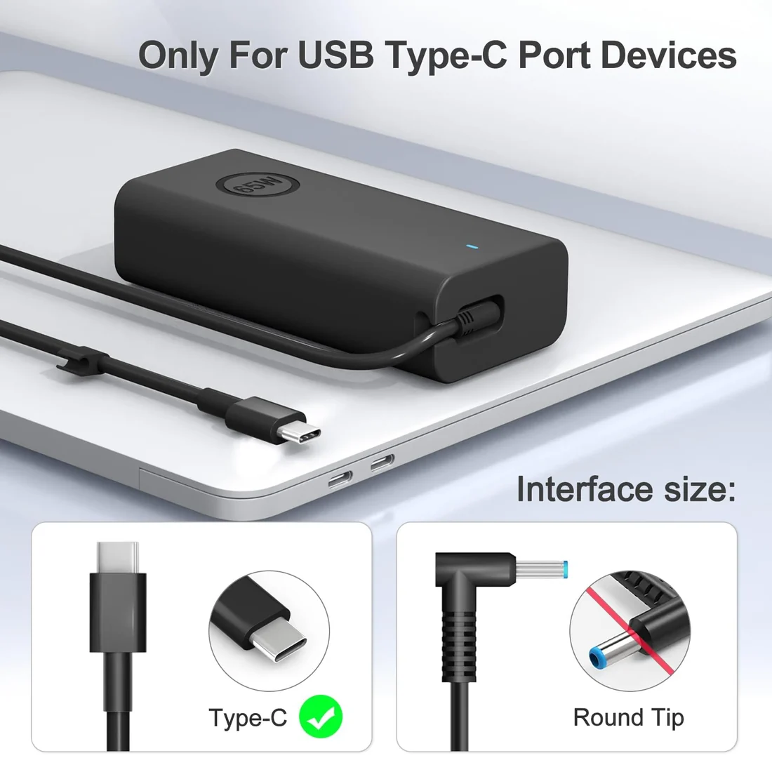 Dell 65W USB-C PD Charger for Latitude 5420 / XPS 13 9310 — Dell laptop side and angled view, buy in Lahore Pakistan