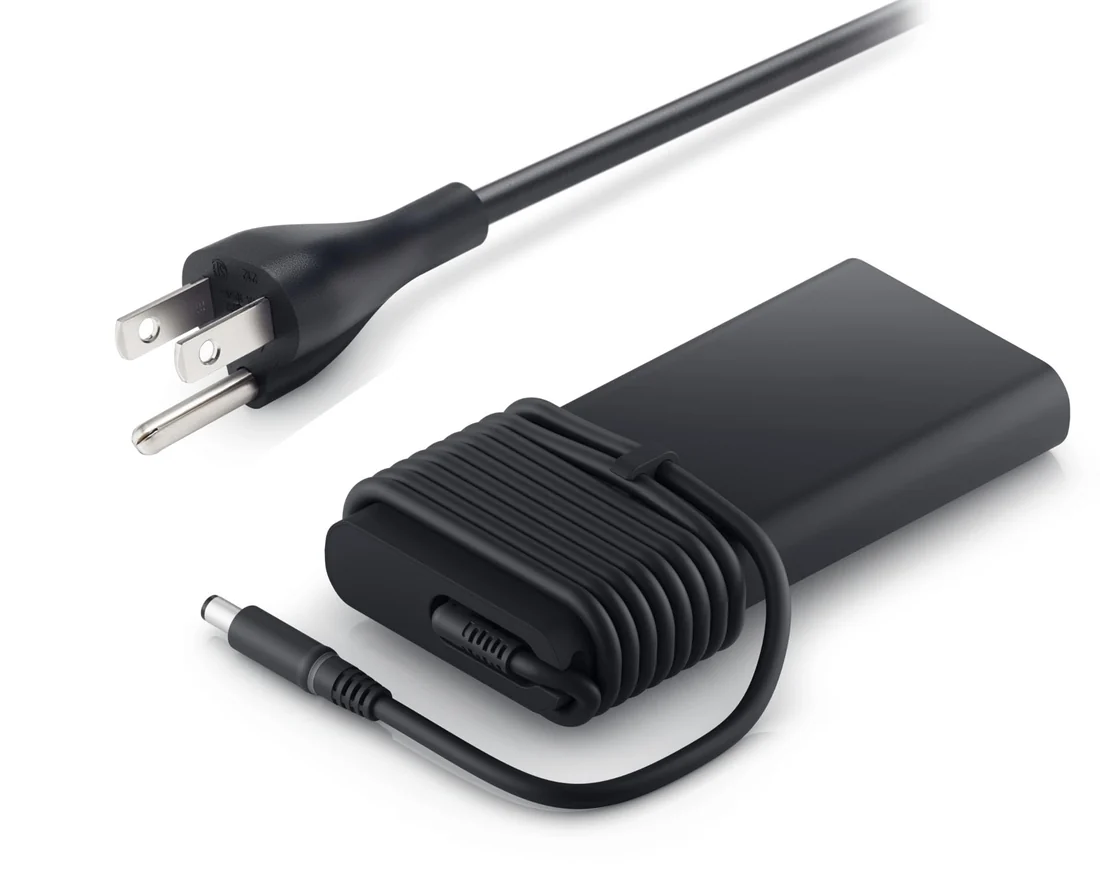 Dell Original 90W Slim Tip Charger for Latitude E5470 / E5570 (4.5mm) — Dell laptop keyboard and ports view, Lahore Pakistan