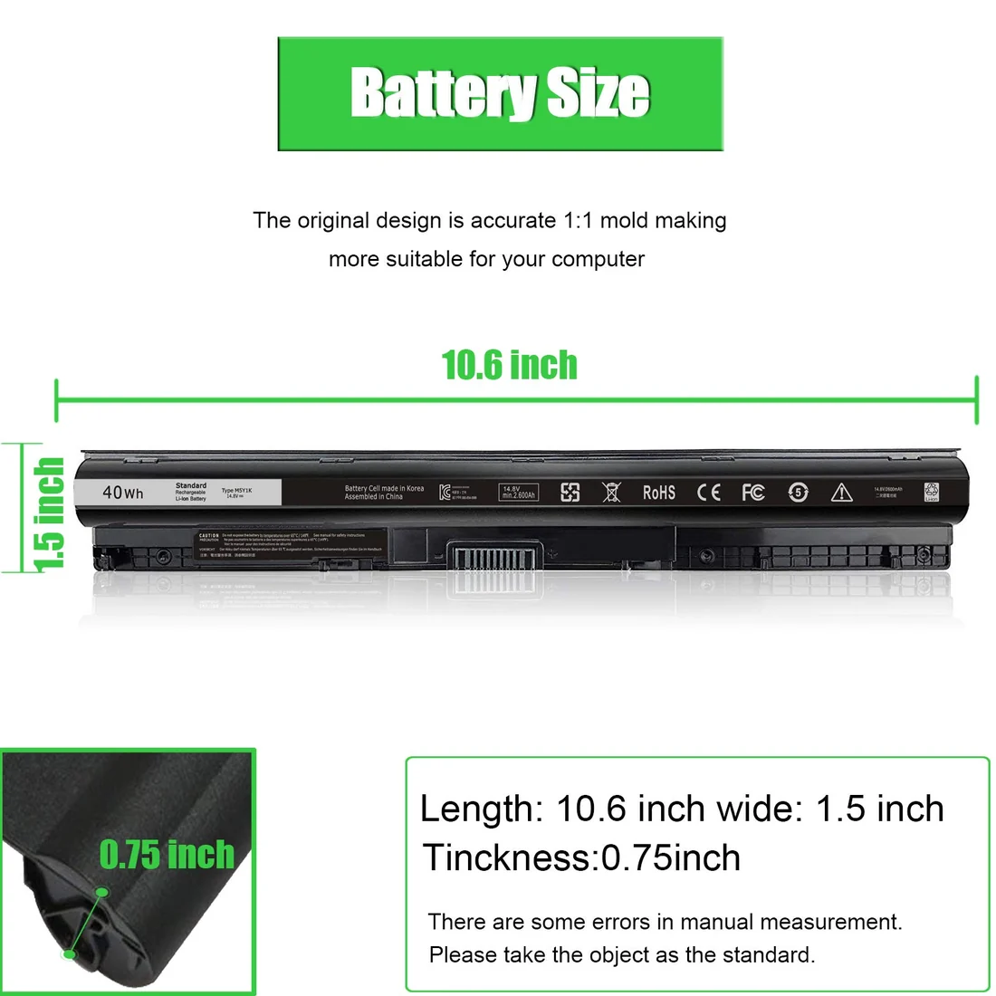 Dell Inspiron 15 5555/5558/5559 Battery — Dell laptop keyboard and ports view, Lahore Pakistan