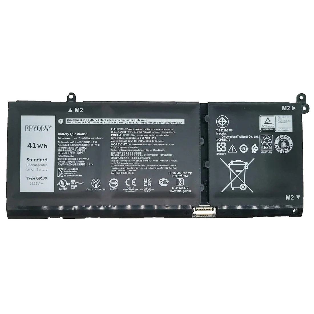 Dell Inspiron 3501 / 3510 / 3520 41Wh 3-Cell Battery (G91J0 Original) — Dell laptop keyboard and ports view, Lahore Pakistan