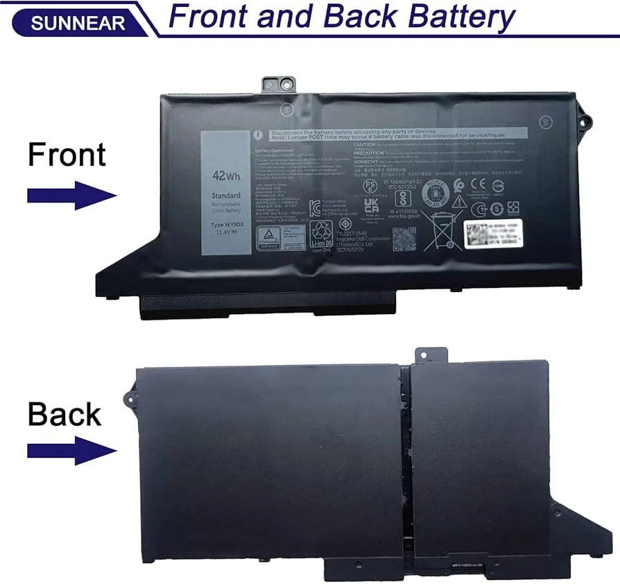 Dell Latitude 5420 / 5520 / 5320 53Wh 3-Cell Battery (Genuine) — Dell laptop side and angled view, buy in Lahore Pakistan