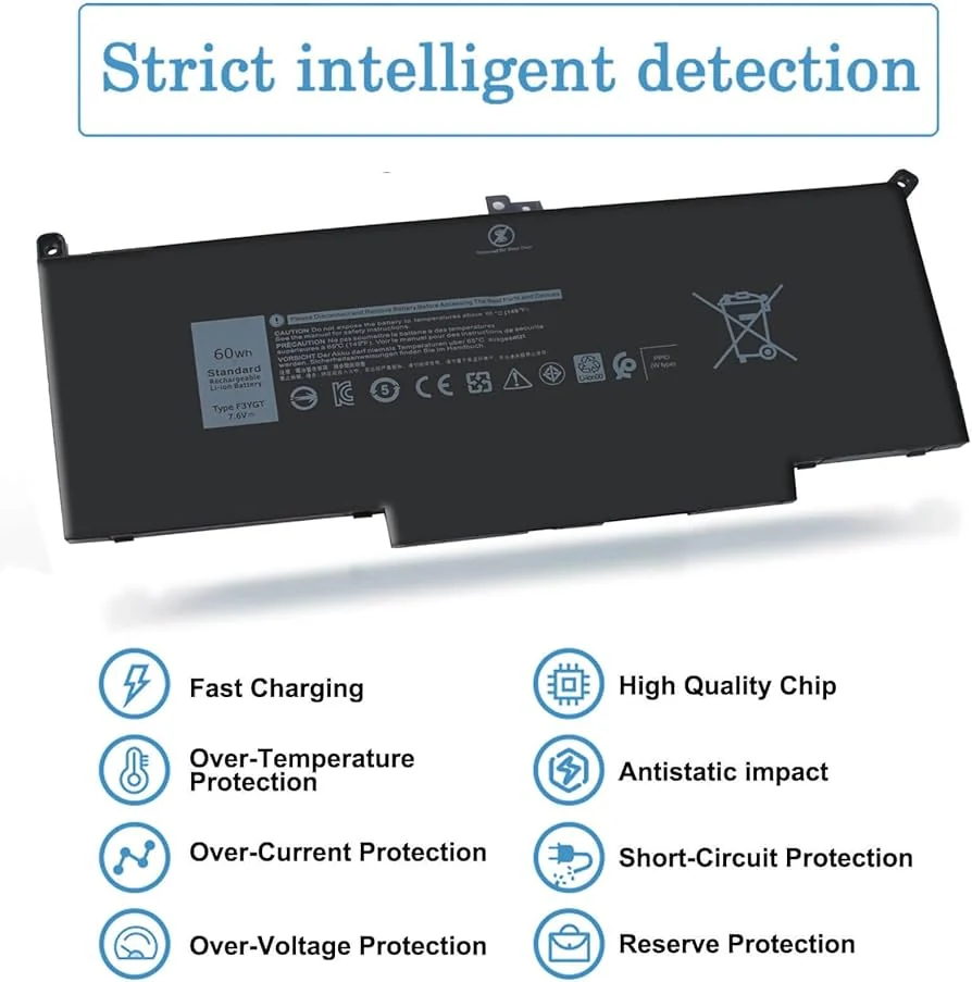 Dell Latitude 7480 / 7490 / 7390 60Wh 4-Cell Battery (Genuine DM3WC) — Dell laptop side and angled view, buy in Lahore Pakistan