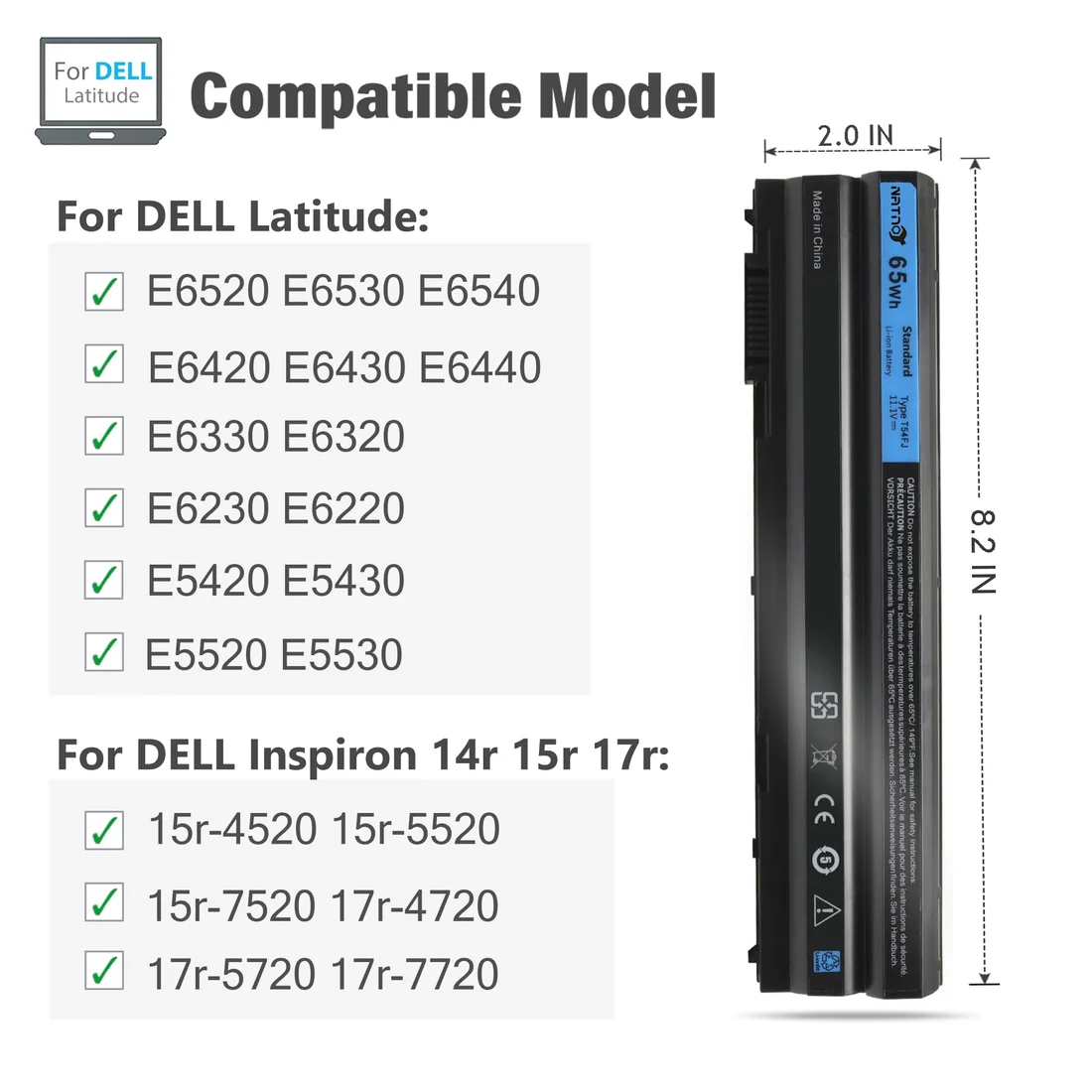 Dell Latitude E6420 / E6430 / E6440 6-Cell Removable Battery 65Wh — Dell laptop keyboard and ports view, Lahore Pakistan