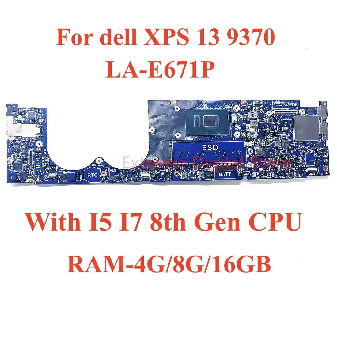 Dell XPS 13 9370 Motherboard (8th Gen i7) — genuine laptop parts in Lahore, Pakistan