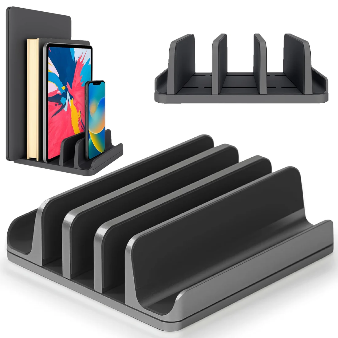 Dual Slot Aluminium Vertical Laptop Stand Holds 2 Laptops — Generic laptop keyboard and ports view, Lahore Pakistan