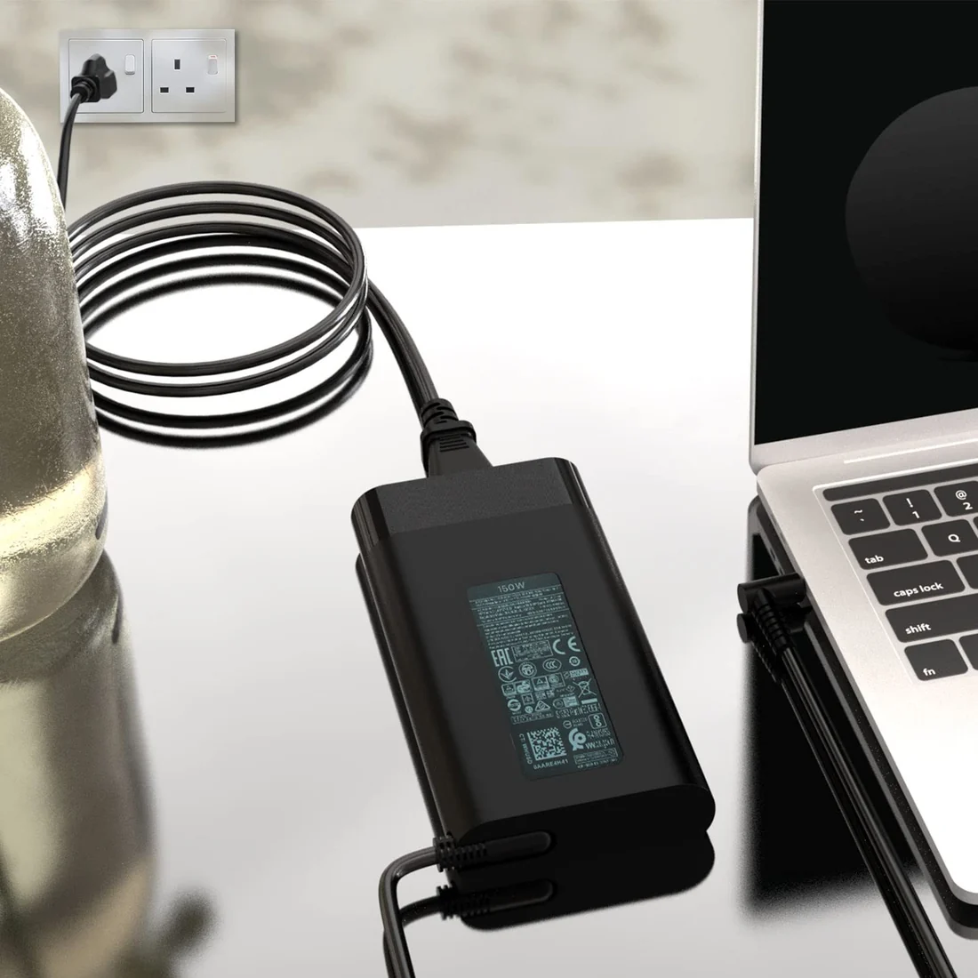 HP 150W Big Barrel Charger for Omen / Pavilion Gaming 15 — HP laptop keyboard and ports view, Lahore Pakistan