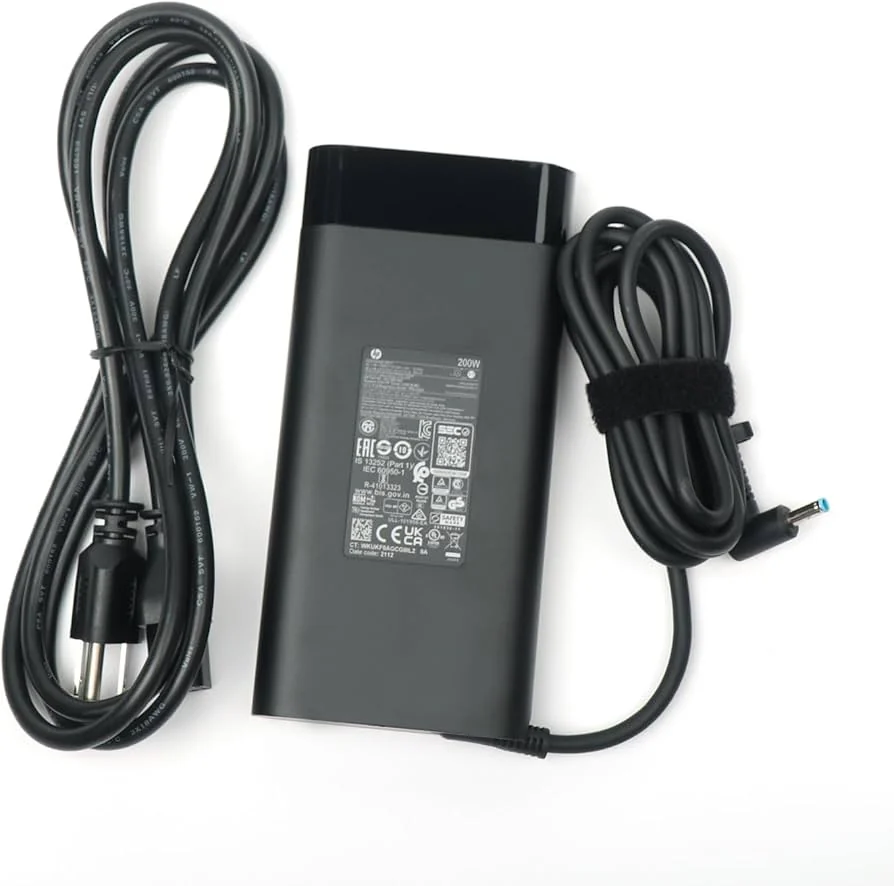 HP 200W Big Barrel Gaming Charger for Omen 15 / ZBook 17 G5 — HP laptop side and angled view, buy in Lahore Pakistan