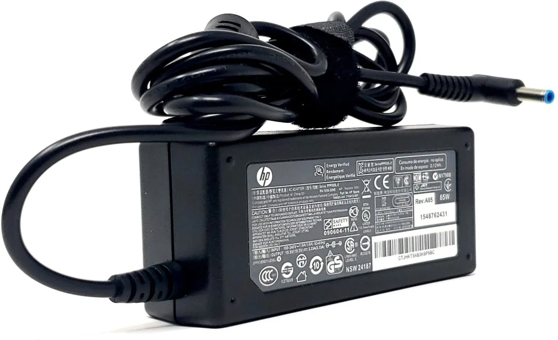 HP 65W Original Charger (Blue Tip 4.5mm) — genuine chargers / adapters in Lahore, Pakistan