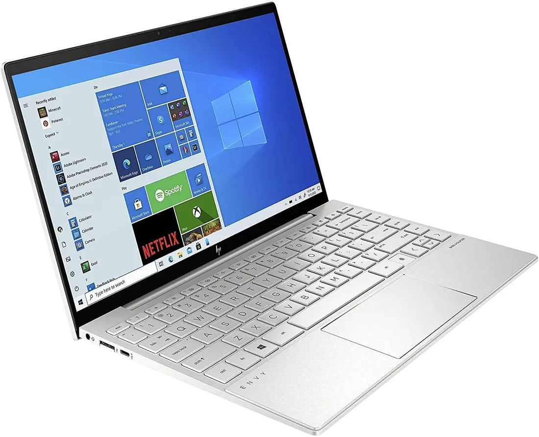HP ENVY 13 i7-1165G7 16GB 512GB — HP laptop keyboard and ports view, Lahore Pakistan