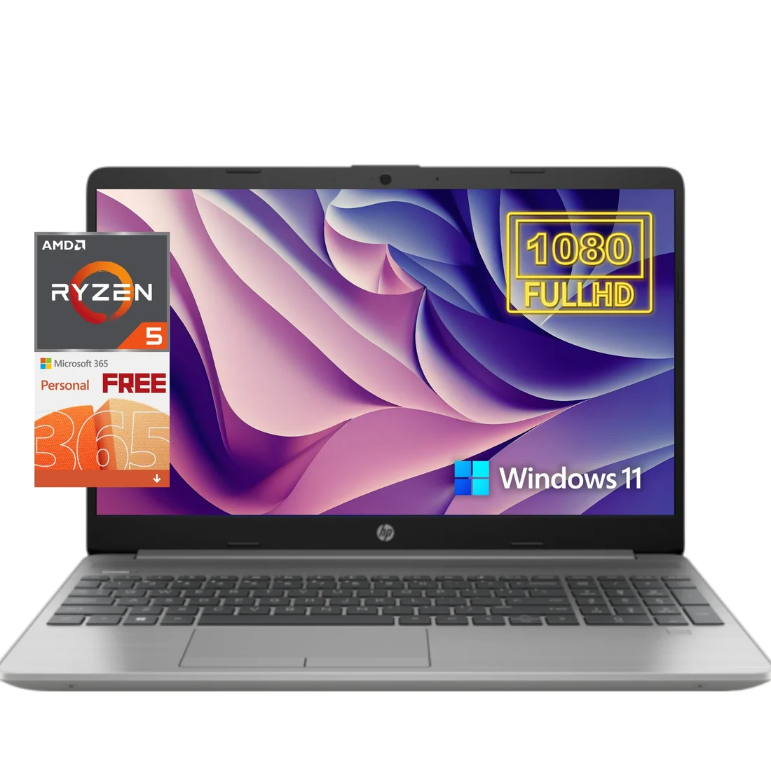 HP HP 255 G9 Ryzen 5 5500U 16GB 1TB — HP laptop keyboard and ports view, Lahore Pakistan