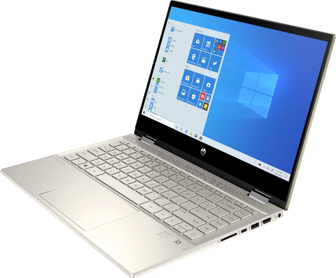 HP Pavilion x360 14m i5-1035G1 8GB 256GB Touch Used Lahore — HP laptop keyboard and ports view, Lahore Pakistan