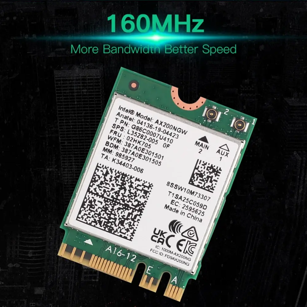 Intel AX200 WiFi 6 M.2 2230 Laptop WiFi Card — Intel laptop side and angled view, buy in Lahore Pakistan