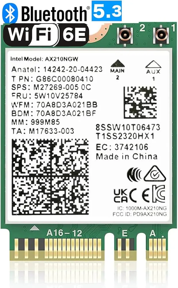 Intel AX210 WiFi 6E M.2 2230 Laptop WiFi Card — Intel laptop side and angled view, buy in Lahore Pakistan