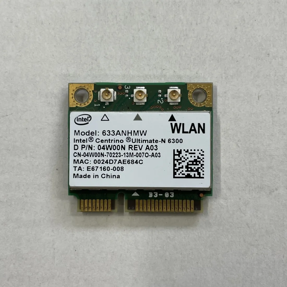 Intel Centrino N 6300 Half-Mini PCIe — genuine laptop parts in Lahore, Pakistan