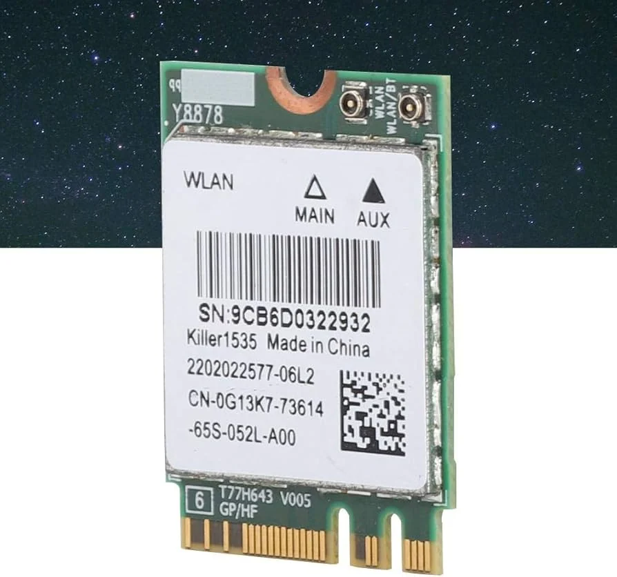 Killer 1535 WiFi 5 Half-Mini PCIe Laptop WiFi Card — Killer laptop side and angled view, buy in Lahore Pakistan
