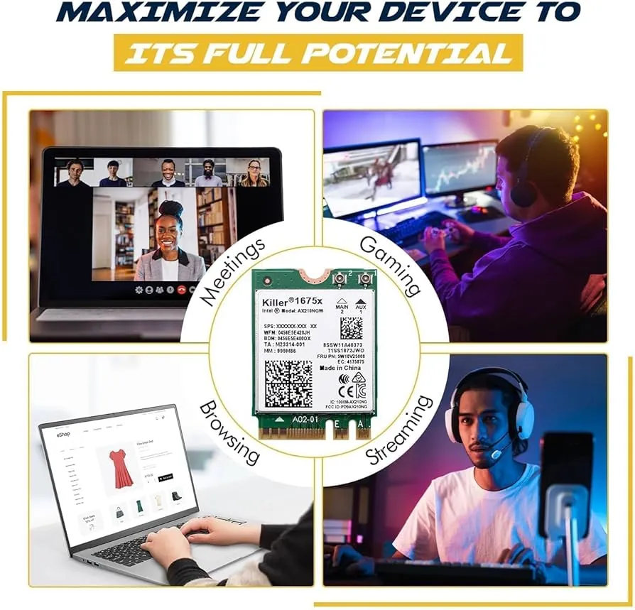 Killer 1675x WiFi 6E M.2 2230 Laptop WiFi Card — Killer laptop side and angled view, buy in Lahore Pakistan
