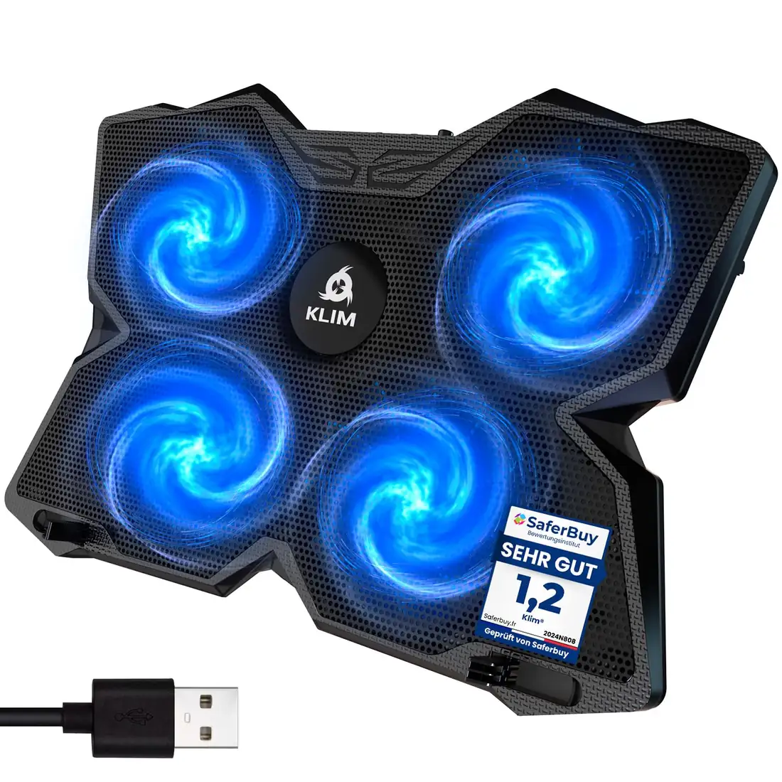 Klim Wind 17 inch RGB Dual Fan Cooling Pad Gaming Laptop — Klim laptop keyboard and ports view, Lahore Pakistan