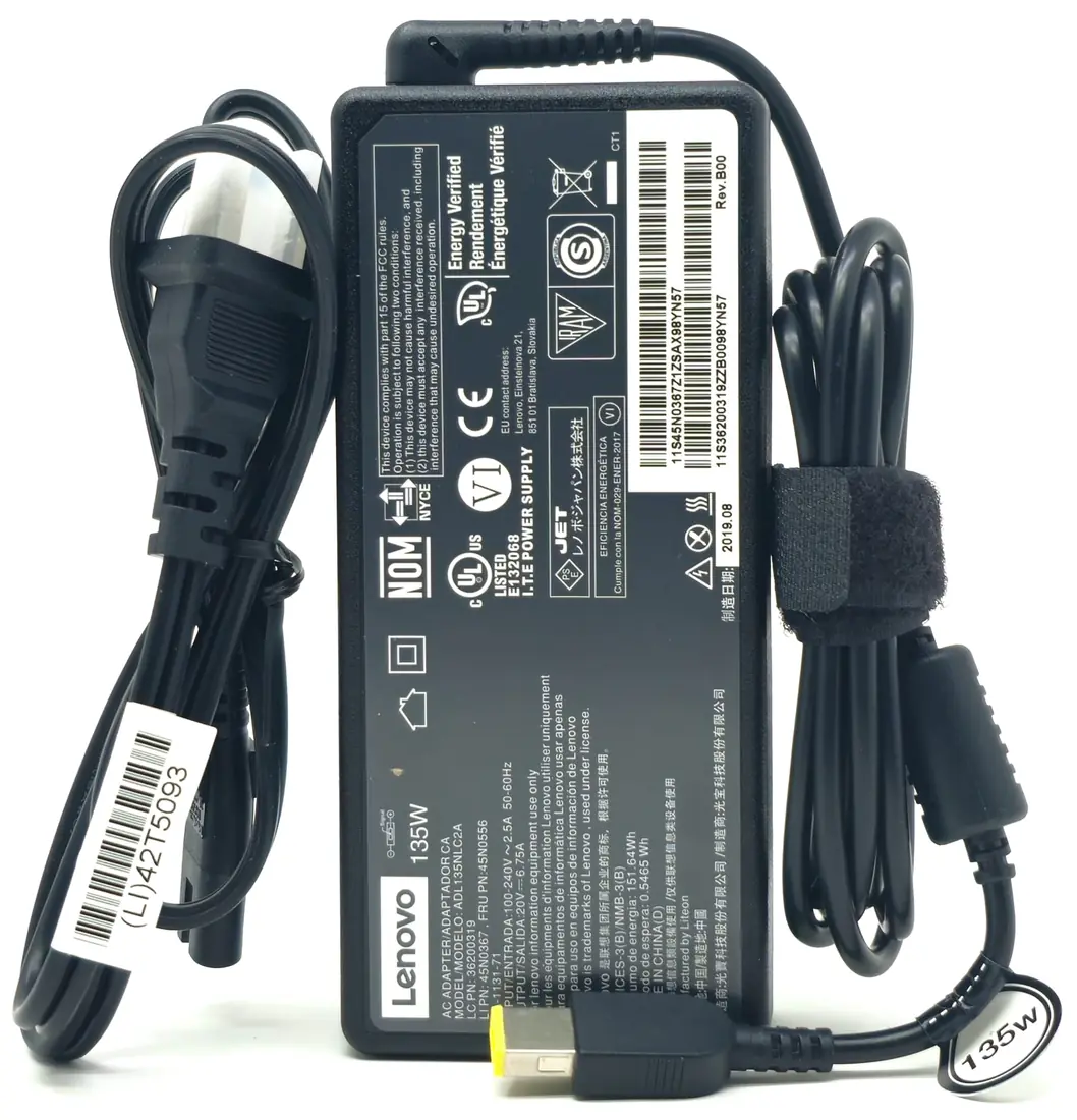 Lenovo Original 135W Slim Tip Charger for ThinkPad P52 / Legion Y530 — Lenovo laptop keyboard and ports view, Lahore Pakistan