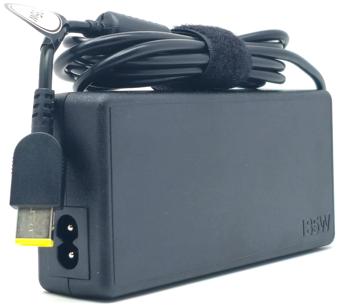 Lenovo Original 135W Slim Tip Charger for ThinkPad P52 / Legion Y530 — Lenovo laptop side and angled view, buy in Lahore Pakistan