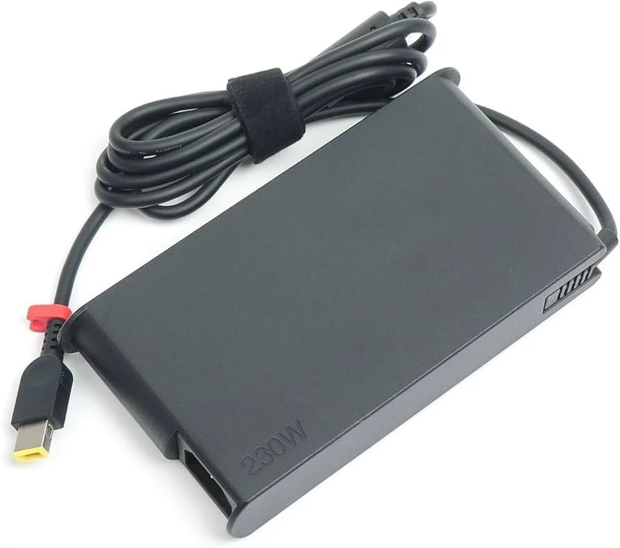 Lenovo Original 230W Slim Tip Charger for Legion 5 / Legion 7 Gaming — Lenovo laptop side and angled view, buy in Lahore Pakistan