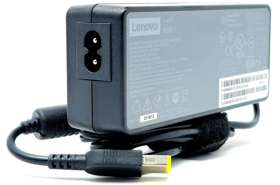 Lenovo Original 90W Slim Tip Charger for ThinkPad T450 / T460 — Lenovo laptop keyboard and ports view, Lahore Pakistan